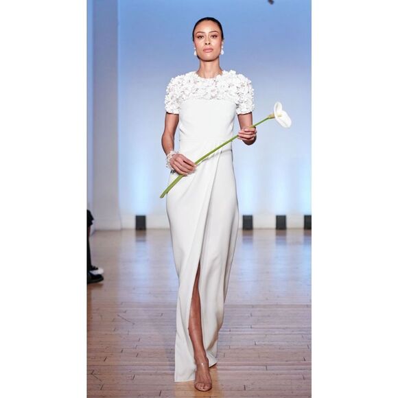 SACHIN & BABI Marist Gown - Ivory Crepe Embroidered Gown - Picture 1 of 14